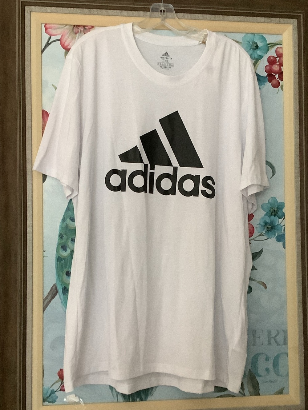 adidas White Short Sleeve Tee with Black Logo